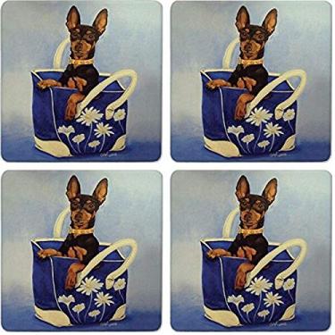 Imagem de CoasterStone Porta-copos absorventes (conjunto de 4), Mini Cachorro Pinscher, 10 cm