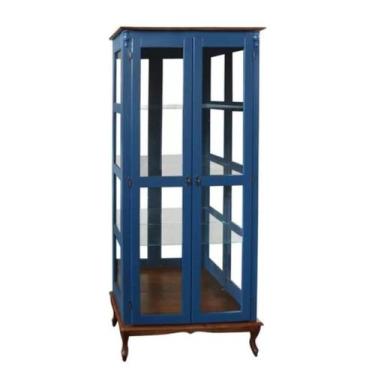 Imagem de Cristaleira 205x100cm 2 Portas + Prateleiras em Vidro, Espelho e Pés L