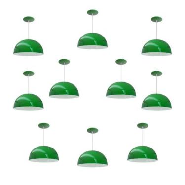 Imagem de Kit 10 Luminária Pendente Meia Lua 24cm Com Interior Branco Brilho Fia