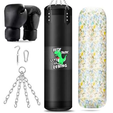 Imagem de Conjunto de saco de pancada infantil, saco pesado de 8 m, saco de kickboxing com esponja de 2 kg e luvas de 170 g, bolsa de boxe suspensa para crianças, jovens, boxe, MMA, Muay Thai, karatê, artes