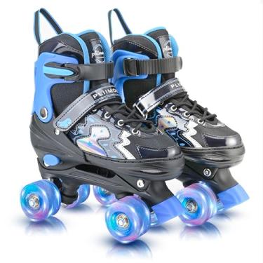 Imagem de Patins infantis para meninas de 3 a 12 anos, patins infantis para meninos, patins ajustáveis de 4 tamanhos para iniciantes
