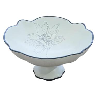 Imagem de fruteira cesta Cesta de frutas e vegetais de bancada, tigela de cerâmica, prato de doces, criativo, padrão de lótus, decorativo bancada
