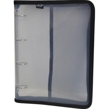 Imagem de Fichário escolar 4 argolas c/ bolso e zíper preto ACP
