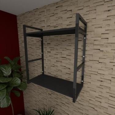 Imagem de Prateleira industrial para escritório aço cor preto prateleiras 30cm c