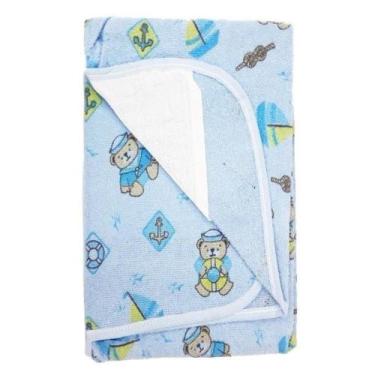 Imagem de Toalha De Banho Com Forro De Fralda Bebê 70x80cm C/ Capuz - Dugu, Masc