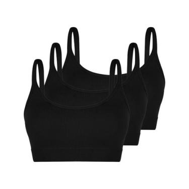 Imagem de Kit com 3 Tops sem Aro e sem Bojo Loba 41018-001 - LUPO, Preto, M