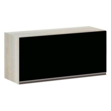 Imagem de Armário Basculante 80cm 1 Porta Legno Crema C/Preto Tx - LUCIANE MÓVEI