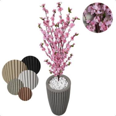 Imagem de Cerejeira Rosa Bebê Flor Artificial com Vaso Decoração - Flor de Menti