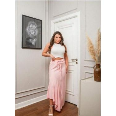 Imagem de Conjunto Saia Longa em Moletom Barra Assimétrica e Regata - luh may, M