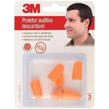 Imagem de Protetor Auricular 3M 1100 Espuma Ouvidos Abafador 3 Pares
