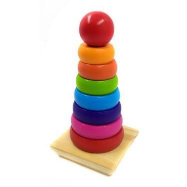 Imagem de Brinquedo Educativo Pirâmide Madeira 9 Peças - Guru