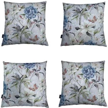 Imagem de Kit 4 Capa de Almofada Impermeável Estampa Digital 100% Algodão Flor A