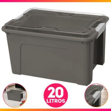 Imagem de Caixa Organizadora 20L Transparente Ou Sólida Com Travas Brinquedos Li