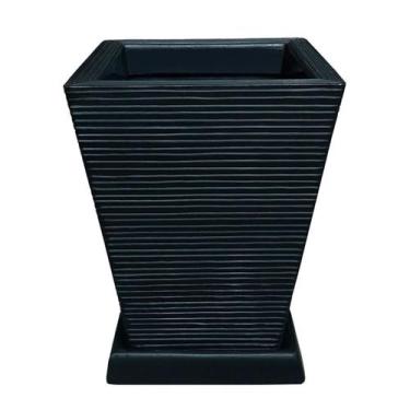 Imagem de Vaso De Planta Decorativo Polietileno 45X35 + Prato Preto - Foster Pla