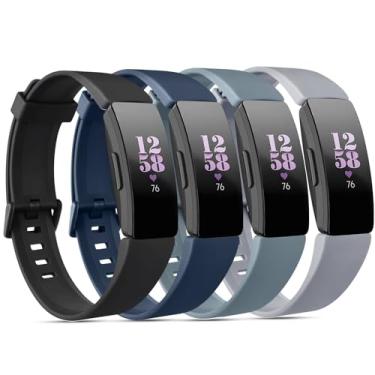 Imagem de Vancle Pacote com 4 pulseiras para Fitbit Inspire 2/Fitbit Inspire HR para mulheres e homens, pulseira esportiva de silicone macio ajustável para Fitbit Inspire 2/Inspire HR/Inspire/Ace 3/Ace 2