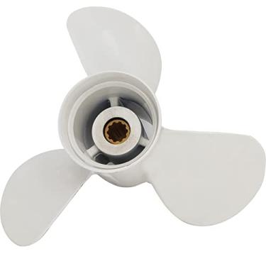 Imagem de DLNIG Hélice de barco 9 7/8×9-F para Yamaha - para motores de popa Yamaha 20HP 25HP 30HP F25 Substitua 664-45941-01-EL,10 dentes estriados - Hélice externa de alumínio