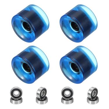 Imagem de PATIKIL Rodas de skate de 70 mm, 1 conjunto de rodas de rua de dureza 78A PU Cruiser com rolamentos 608RS para substituição de skates, azul transparente