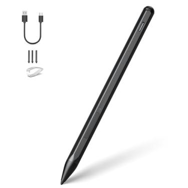 Imagem de Caneta Stylus para HP Envy X360 Pavilion X360 Spectre X360 Spectre X2 Envy X2 recarregável MPP 2.0 Tilt Active Pen com sensibilidade à pressão 4096, rejeição da palma, carregamento Tpye-c, preta