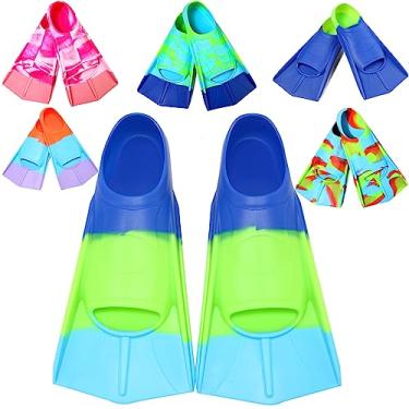 Imagem de Fanwill Nadadeiras para Crianças, Nadadeiras Curtas, Nadadeiras para Natação de Volta E Treinamento para Crianças, Meninas, Meninos (Azul/Verde/Azul-Celeste, S(Eua Crianças de 1 A 3 Anos))