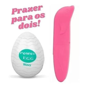 Imagem de Kit Sensações Mágicas - Vibrador Ponto G Golfinho + Egg Masturbador Masculino