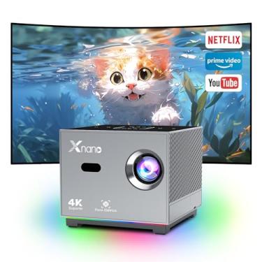 Imagem de 【Netflix Autorizar】XNANO Mini Projetor Portátil,Foco Eletrônico,Projetor Inteligente,com 5G WiFi BT 5.0,Projetor Suporte 4K,Apoie Vários Efeitos Iluminação Colorido,Incorporado Youtube,Prime Vídeo App
