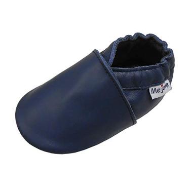 Imagem de Mejale Sapatos de couro para bebês infantil, sola macia, mocassins, meninos, meninas, pré-caminhadas, Azul, 12-18 Months Toddler