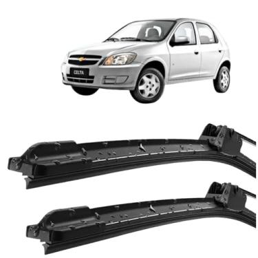 Imagem de Par Palheta Limpador Parabrisa Celta 2008 2009 2010 2011 2012 2013 2014 Silicone Tipo Gancho