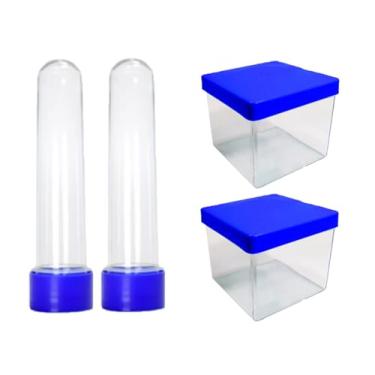 Imagem de Kit Tubetes e Caixinha 5x5cm Color para Doces Balas Mimos Temperos Especiarias para Lembrancinhas Decoração Festas Aniversários Mimos Gincanas (Azulão)