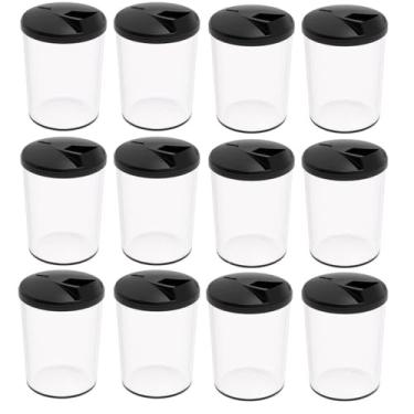 Imagem de 12 Farinheiras Porta Farofa Temperos 400ml Crippa Preto Tampa para ir a Mesa