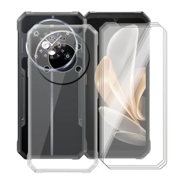 Imagem de YQINHHME Capa transparente para Fossibot F109 5G (6,7 polegadas) com 3 películas protetoras de vidro temperado, capa fina de silicone macio à prova de choque, capa de telefone à prova de queda de 360°