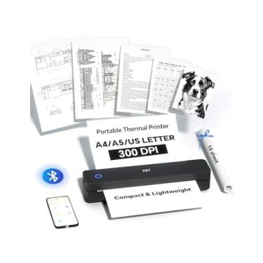 Imagem de PRT Impressora portátil sem fio para viagens, impressora térmica compacta Bluetooth sem tinta, suporta letras americanas de 21,6 x 28 cm, A4 A5, compatível com iOS, Android, laptop para uso doméstico,