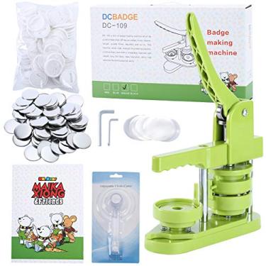 Imagem de MK.Bear Button Badge Machine Maker Machine 58 mm (2¼ polegada) Pin Button Maker Press Machine Badge Punch Press with Free 100 peças peças de botão e fotos e cortador de círculo & MK.bear Magic Book All-in-One completo (verde)