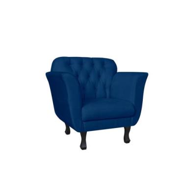 Imagem de Poltrona Decorativa Dália Suede Azul Marinho Pés Madeira Ms Decor - Nã