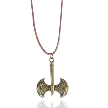 Imagem de Colar Machado Xangô Masculino Ouro Velho - Balaio de Santo