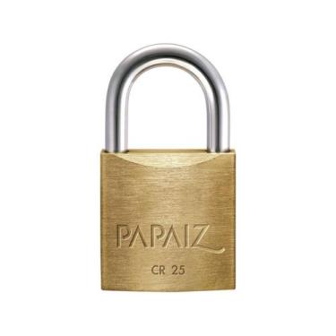 Imagem de Cadeado Chave Papaiz Clássica Standard CR25 - 25mm Amarelo e Cromado, 