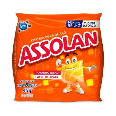 Imagem de Esponja Lã de Aço 45g com 8 Unidades Assolan