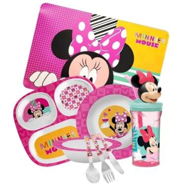 Imagem de Yangzi - Kit Refeição Infantil Minnie 8 Peças Pratos, Tigela, Copo 3D, Lugar Americano e Talheres - Tuut