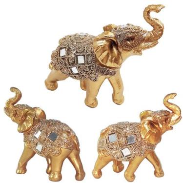 Imagem de Trio Elefantes Decorativo Resina Indiano Sabedoria Sorte 3 - Luthi Com