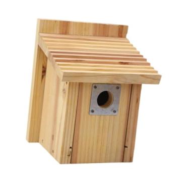 Imagem de Baoblaze Casa de pássaros ao ar livre do lado de fora do pássaro, fácil de limpar a limpeza de madeira pesada Diy Bird Nest Cage Feeder Caso para Hummingbirds