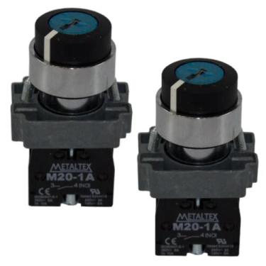 Imagem de 2 Chaves Seletora 90g 1na 22mm 2 Pos Preta De Metal - METALTEX