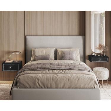 Imagem de Kit Quarto Mesa de Cabeceira e Penteadeira Suspensa 50cm Strass Preto - Olivar Móveis