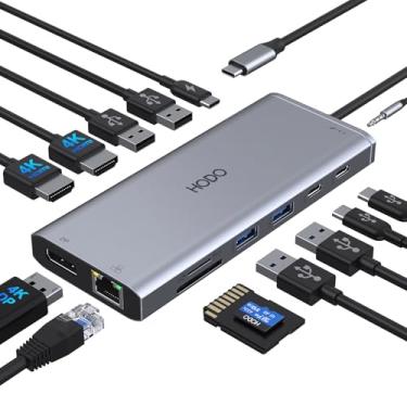 Imagem de HODO USB C Docking Station Dual Monitor HDMI for Dell HP, Laptop Docking Station 3 Monitors Triple Display USB C Hub Dock to 2 HDMI 4K,DP,Ethernet,6 USB,PD,SD/TF, Audio, USB C Adapter 1