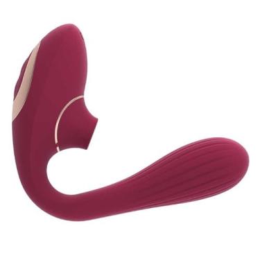 Imagem de Vibrador Casal com Sugador de Clitóris e Estimulo Ponto G Flexível Resistente à Água Recarregável 22cm x 4,2cm DINA