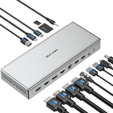 Imagem de WAVLINK Estação De Acoplamento Usb C Displaylink (Dl7400) Premium, 2Xhdmi E 2Xdisplayport, Dual 8K@60Hz, Quad 4K@60Hz Para Windows 10/11 E Mac M1/M2/M3, Carregamento Pd De 100 W Para Host, Ethernet