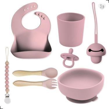 Imagem de Kit 7 Peças Para Introdução Alimentar Seguro E Prático - Tibaby, Rosa-