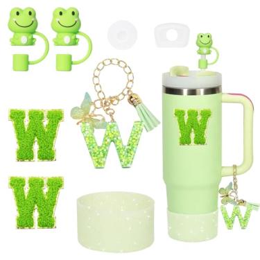 Imagem de Liangang Conjunto de acessórios de copo de 8 peças para Stanley 850 g 1,134 g, incluindo bota, tampa à prova de derramamento, 2 peças de capa de canudo Stanley e 2 peças de carta adesiva (verde W)