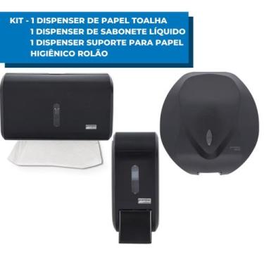 Imagem de Kit Suporte Papel Higiênico Rolão + Saboneteira Líquida C/Reservatório
