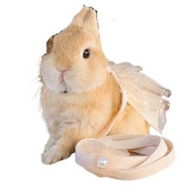 Imagem de Peitoral e coleira de coelho – Arnês de coelho à prova de fuga para caminhadas, caminhadas, acampamento ao ar livre – conjunto de coleira para animais pequenos e fofos champanhe (champanhe, grande)