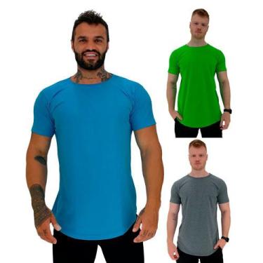 Imagem de Kit 3 Camiseta Longline MXD Conceito Slim Cores Básicas e Mescladas Li