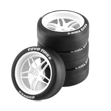 Imagem de REDSPIDER 1:10 RC Drift Tires(4PCS) 12mm Hex RC Wheels and Tires Smooth Surface Rubber Tires Fit for 1/10 On-Road Drifting Car Traxxas HSP Tamiya HPI Kyosho (White)